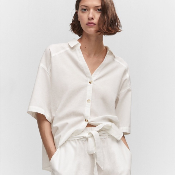 Mango White Button Down Shirt - Picture 1 of 6